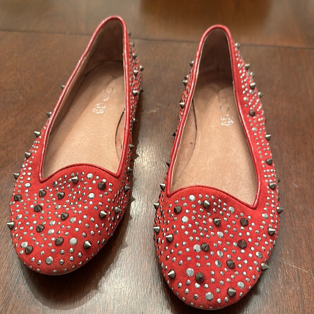 Aldo size 7.5 red studded Flats